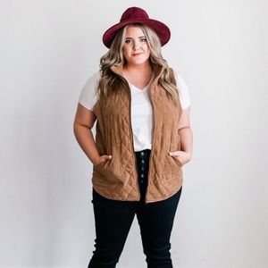 Camel corduroy quilted vest size 1x(plus size) NWT